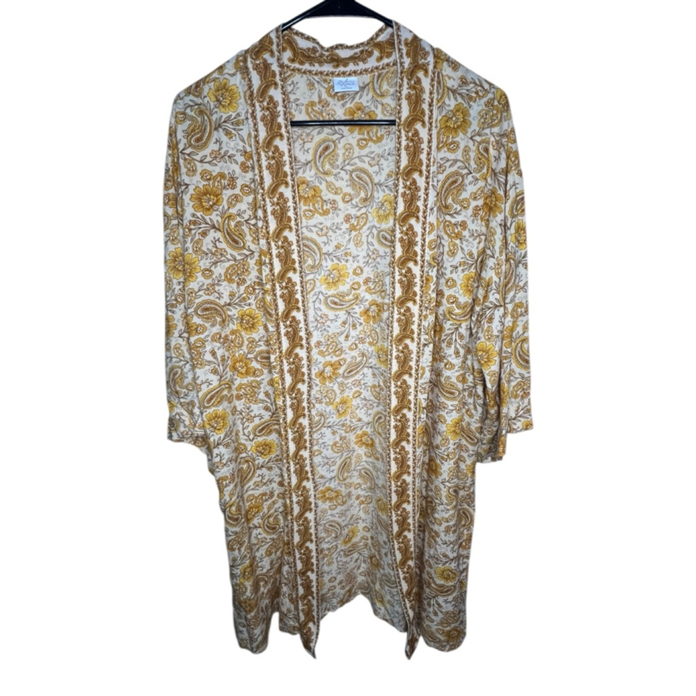 Patrons of Peace Floral Paisley Open Front Lightweight Kimono Cardigan